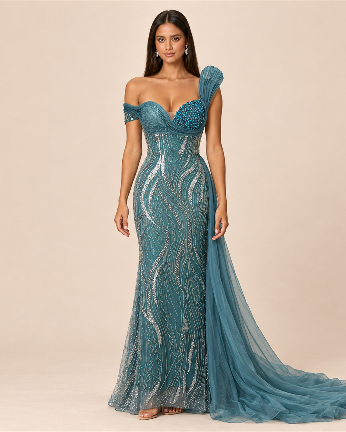 SERAPHINA BEADED EVENING GOWN