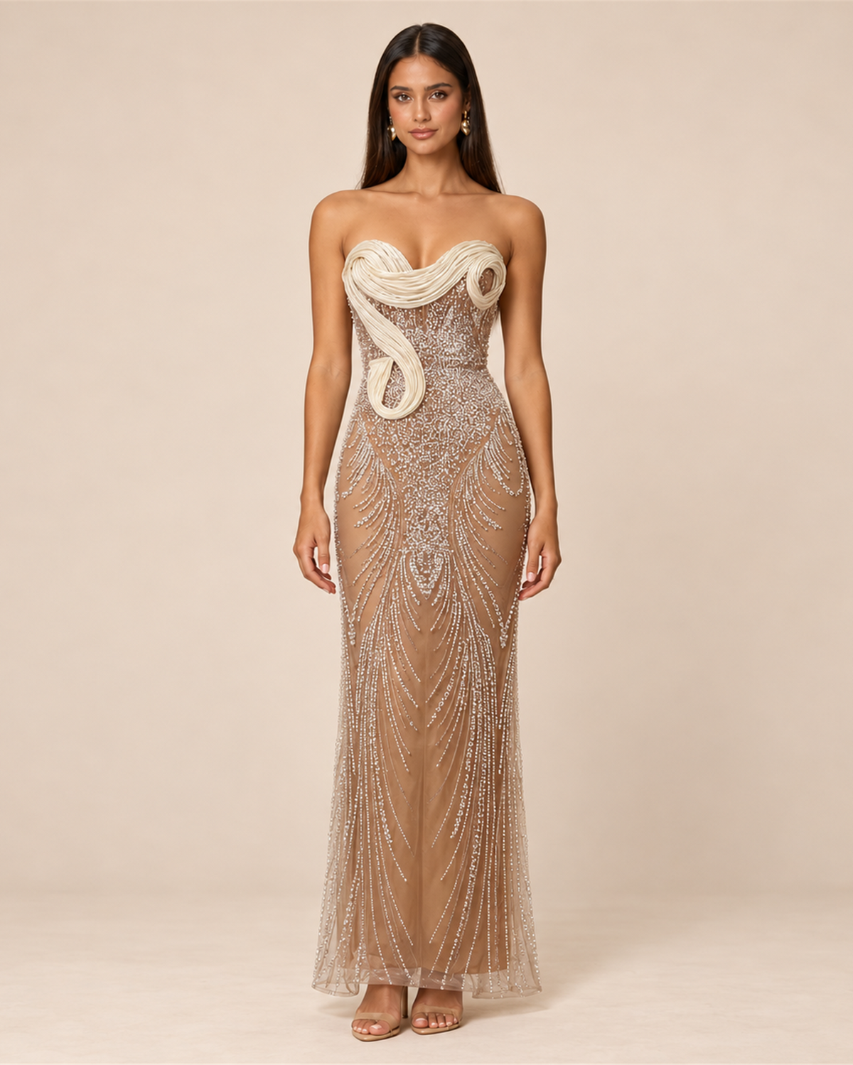 ISADORA STRAPLESS PEARL EVENING MAXI
