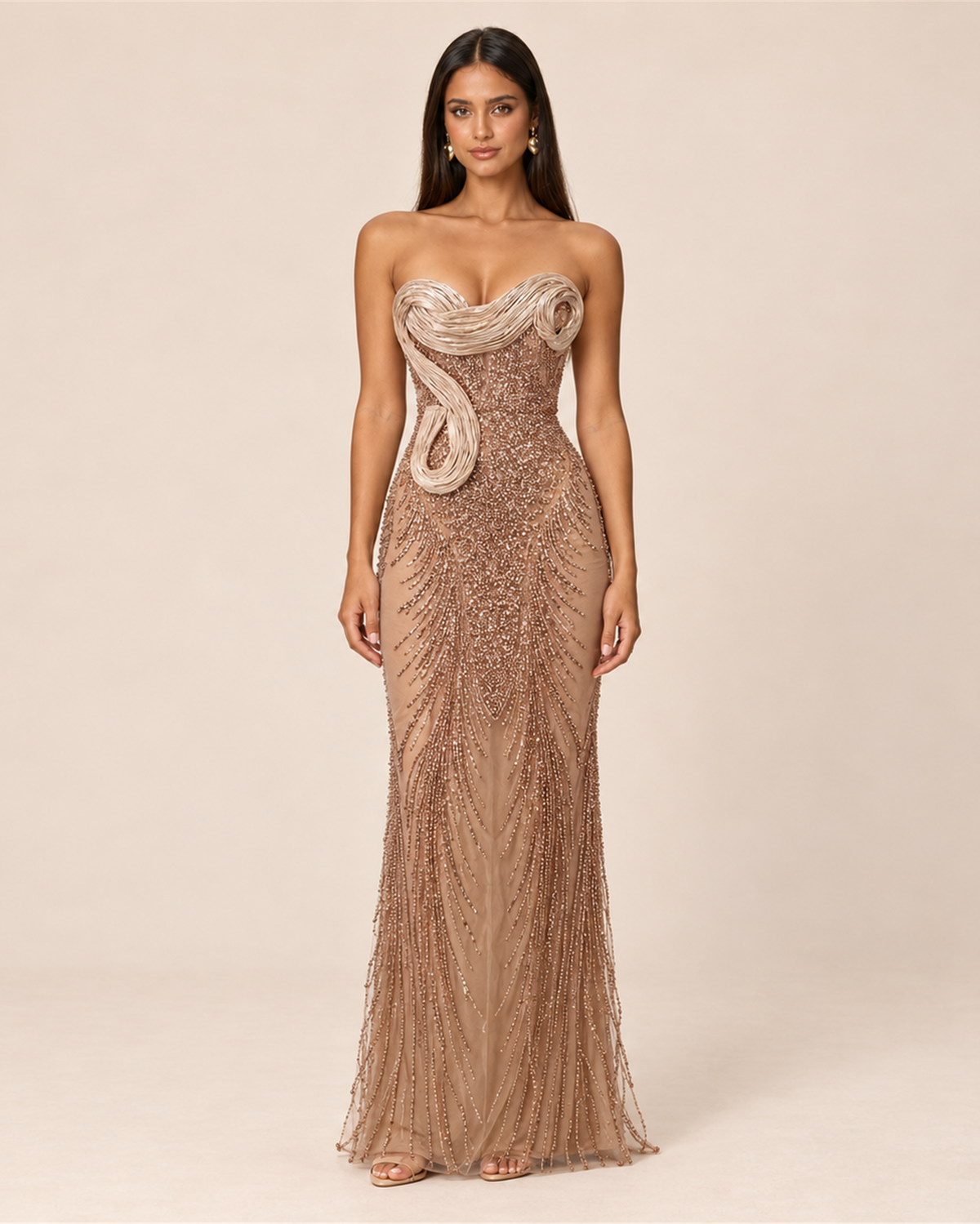 ISADORA STRAPLESS PEARL EVENING MAXI