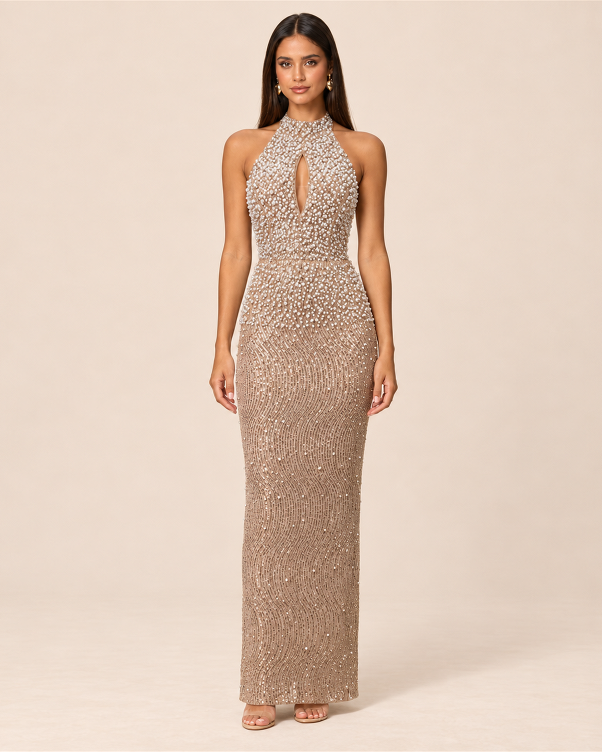 ANASTASIA PEARL BEADED EVENING GOWN