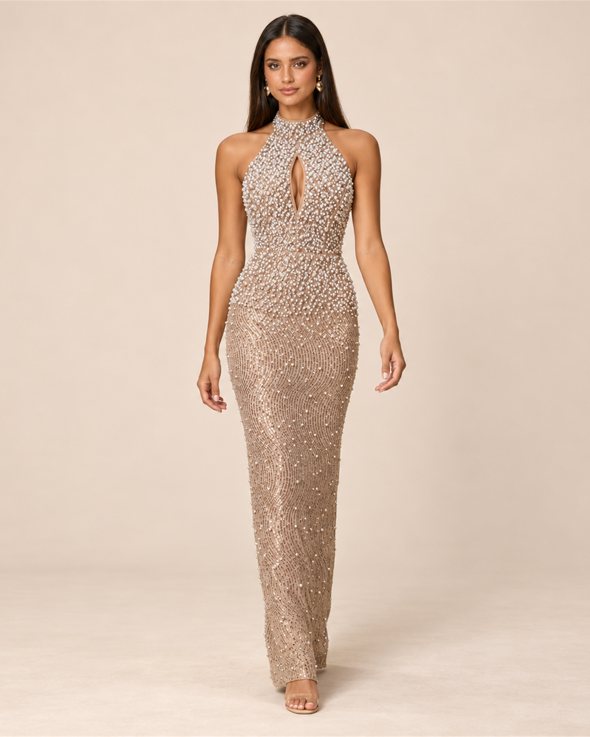 ANASTASIA PEARL BEADED EVENING GOWN