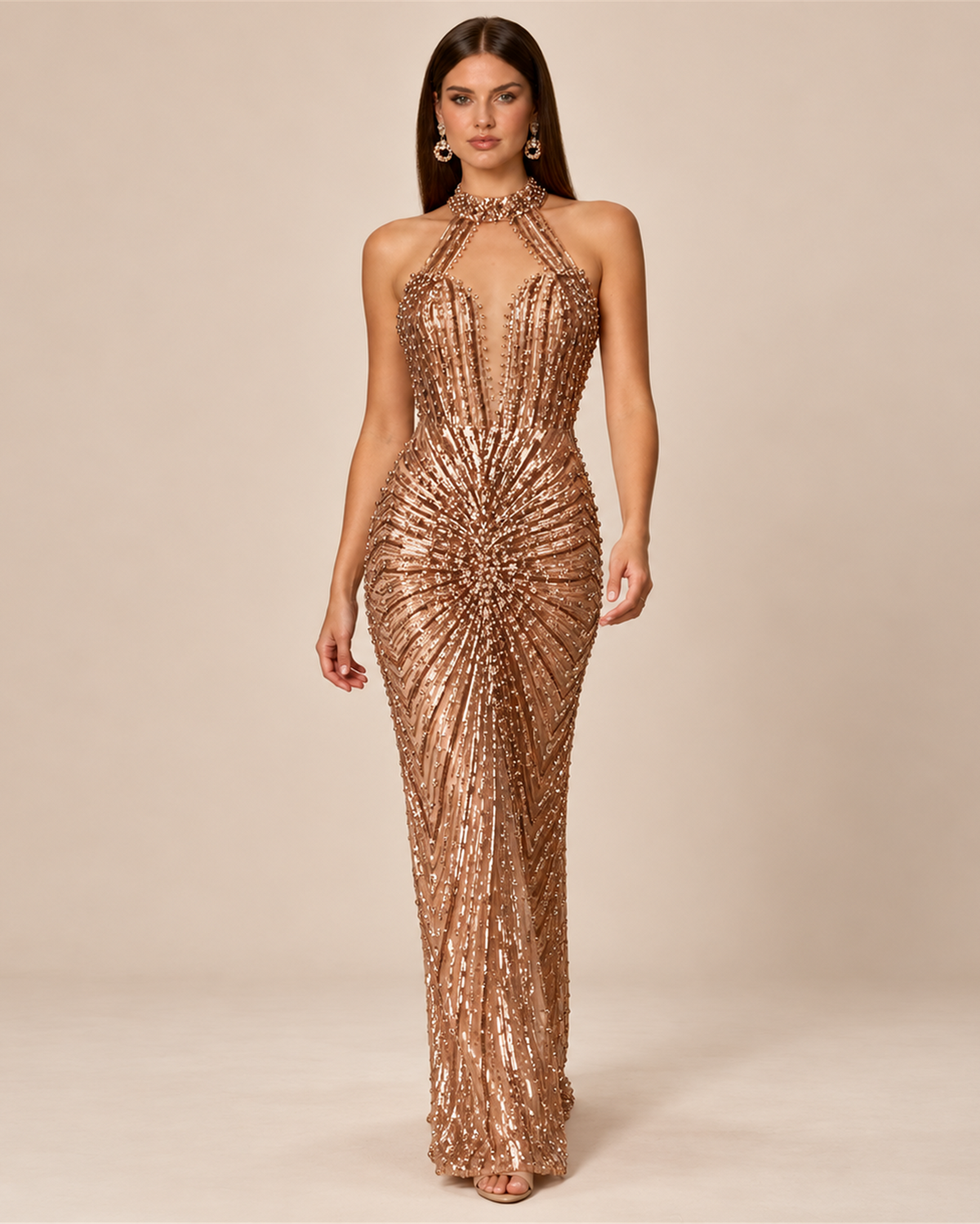 AURELIA BEADED HALTER GOWN