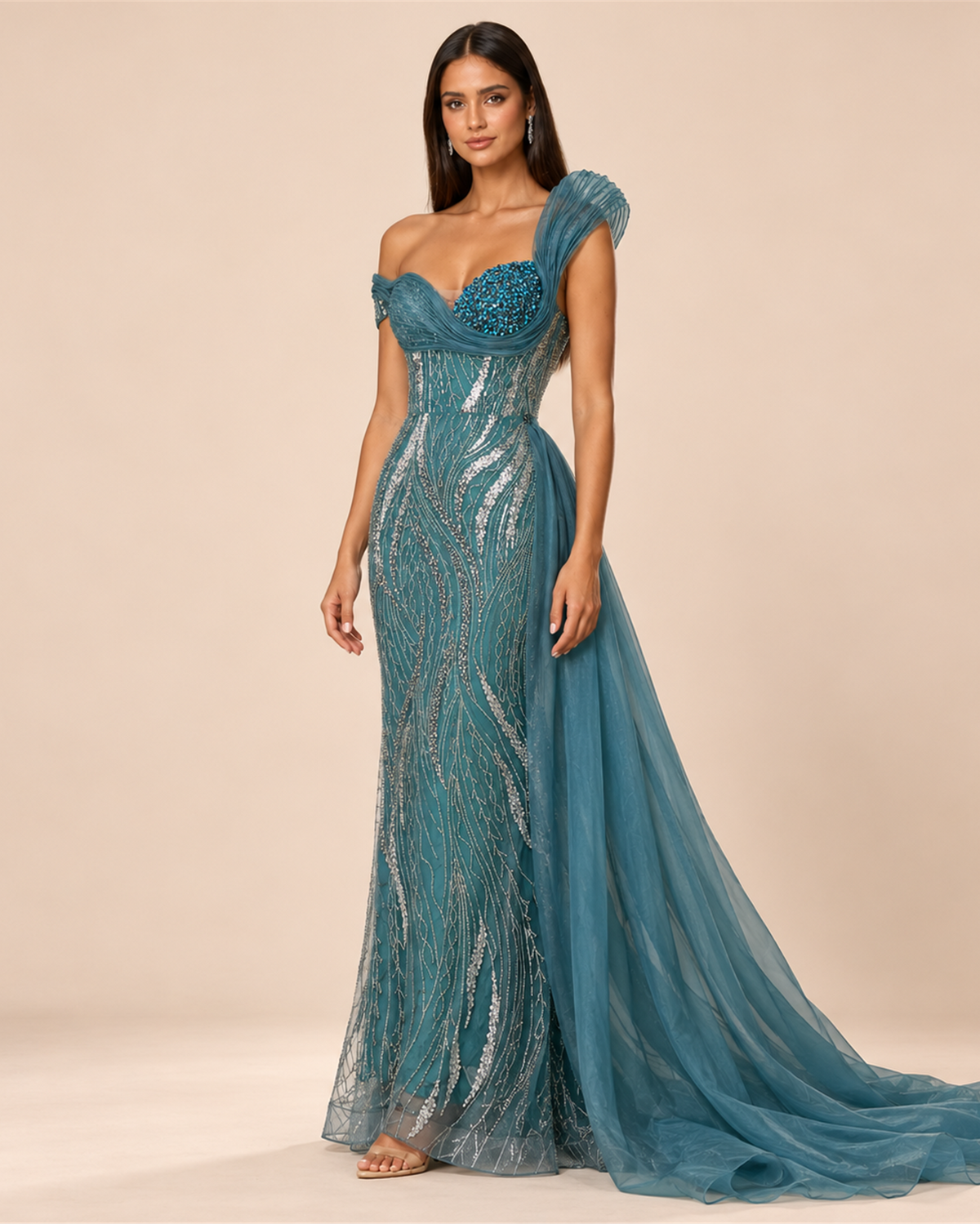 SERAPHINA BEADED EVENING GOWN