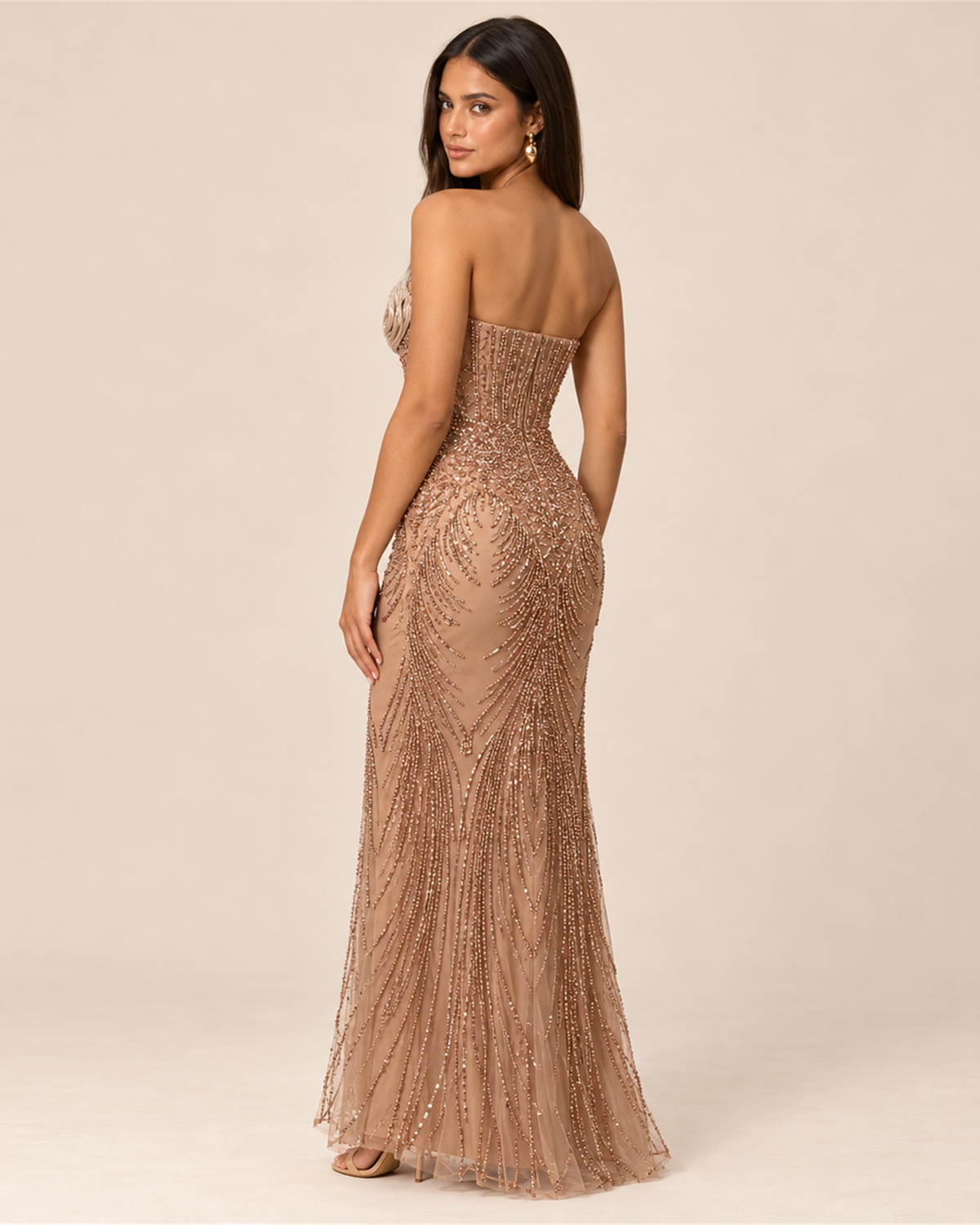 ISADORA STRAPLESS PEARL EVENING MAXI