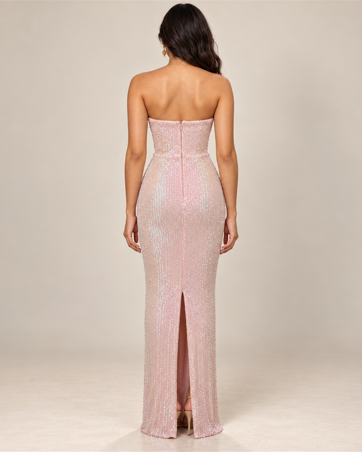 ROSALIE STRAPLESS BEADED EVENING GOWN