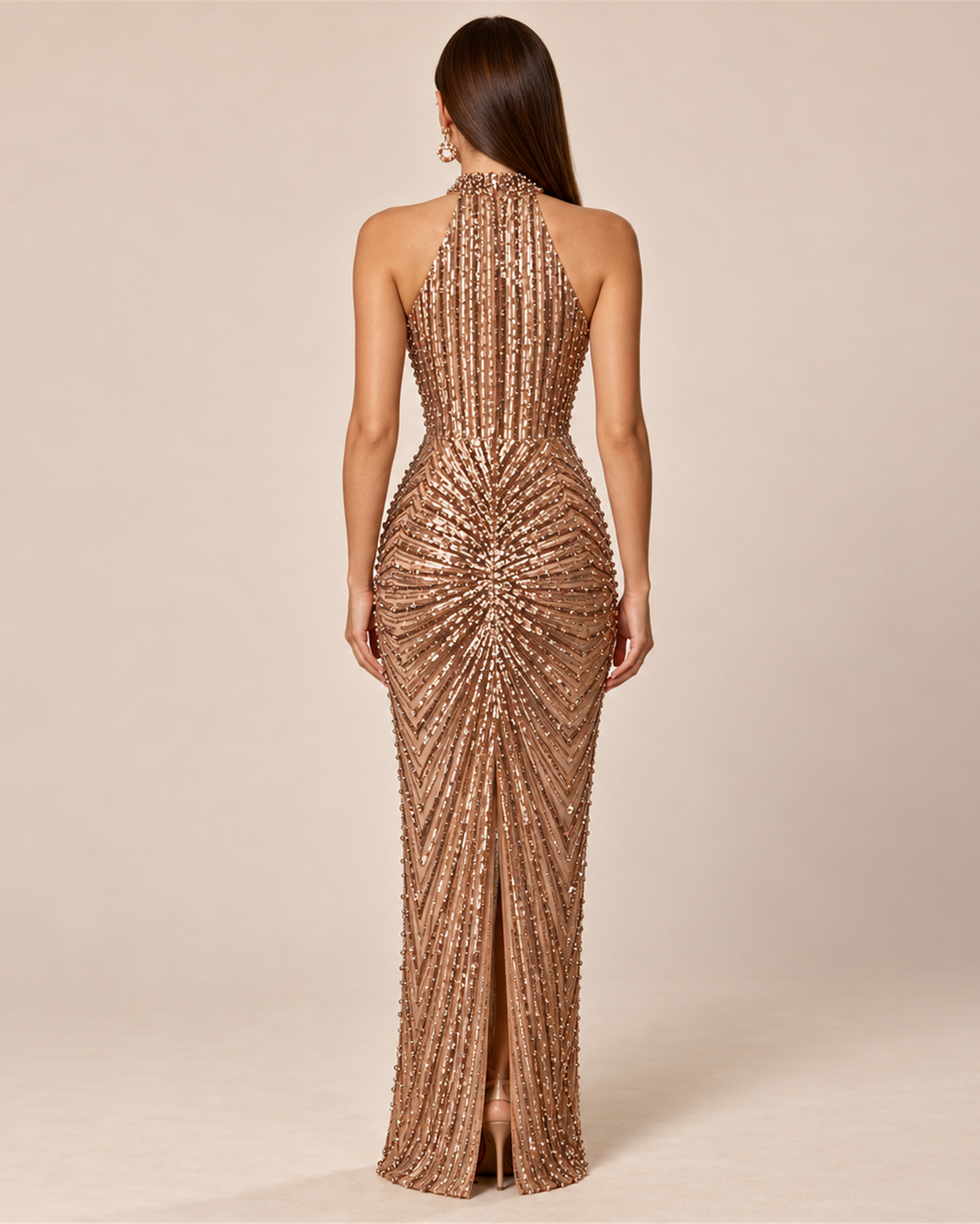 AURELIA BEADED HALTER GOWN