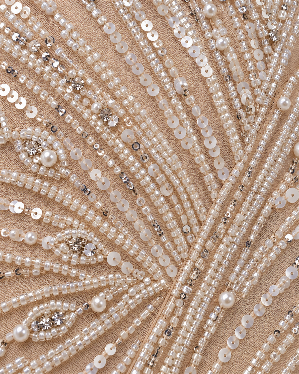 ELOISE PEARL BEADED HALTER EVENING GOWN