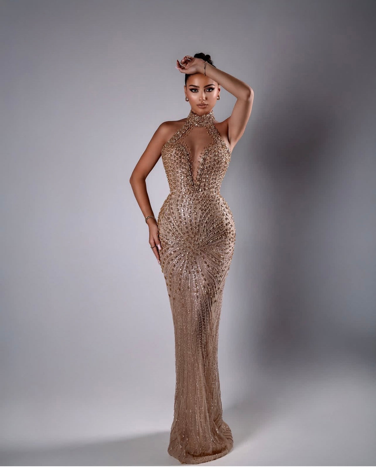 AURELIA BEADED HALTER GOWN
