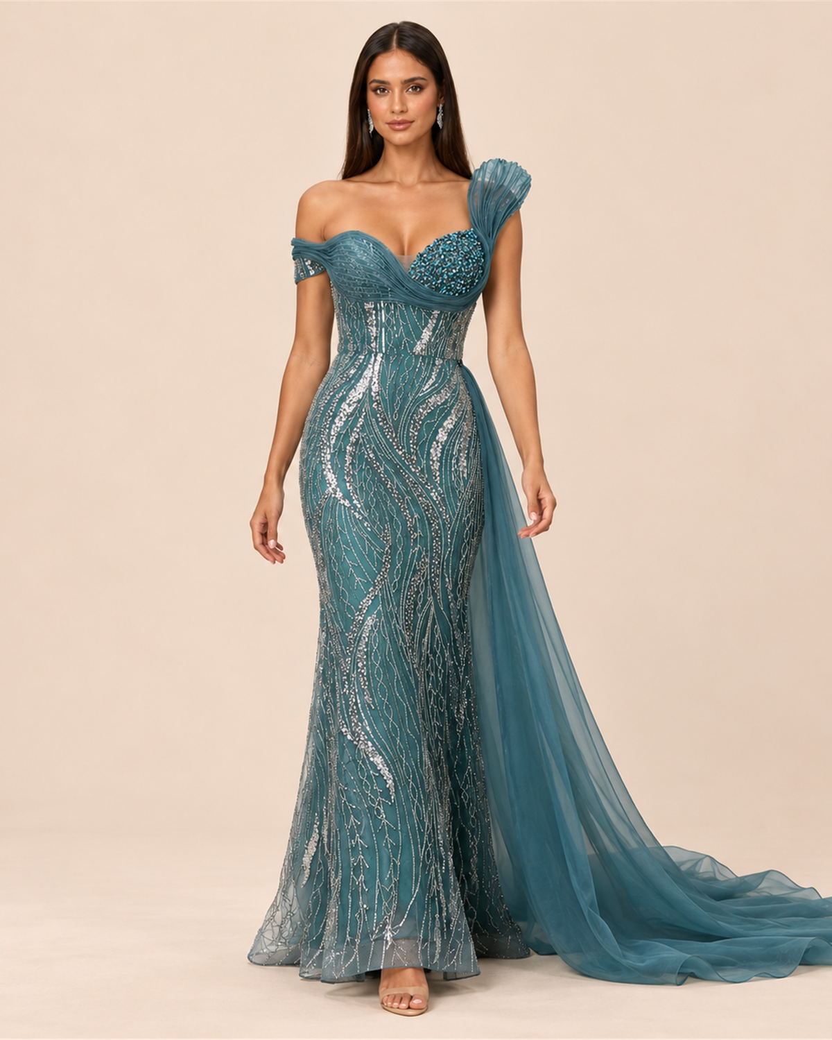 SERAPHINA BEADED EVENING GOWN