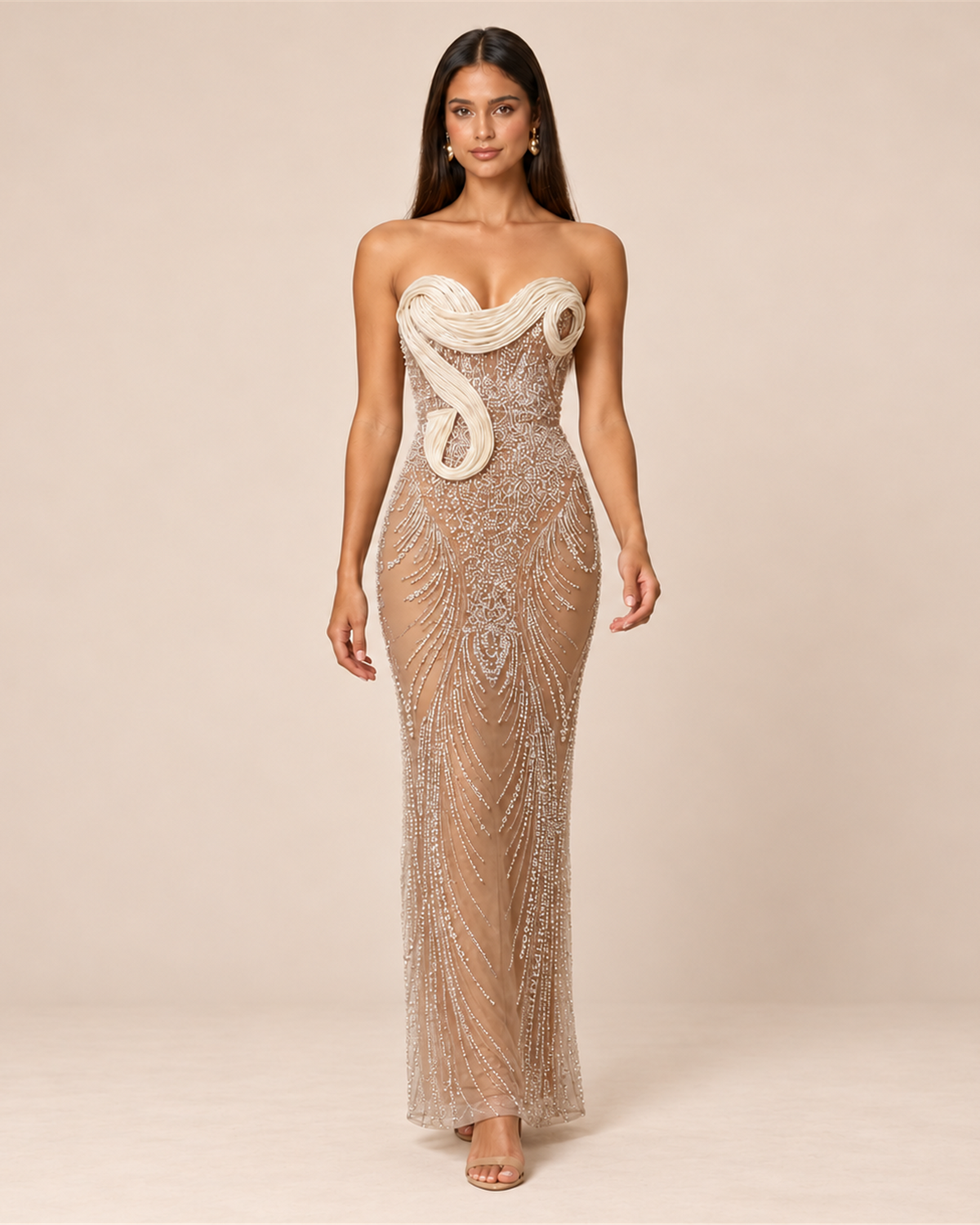 ISADORA STRAPLESS PEARL EVENING MAXI