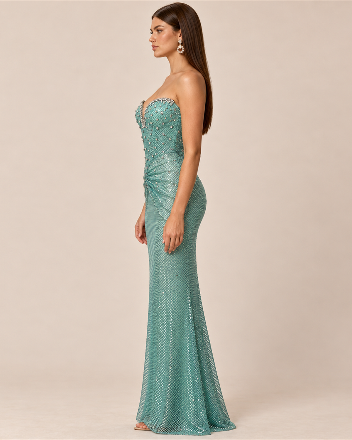 MARIELLE STRAPLESS EMBELLISHED EVENING GOWN