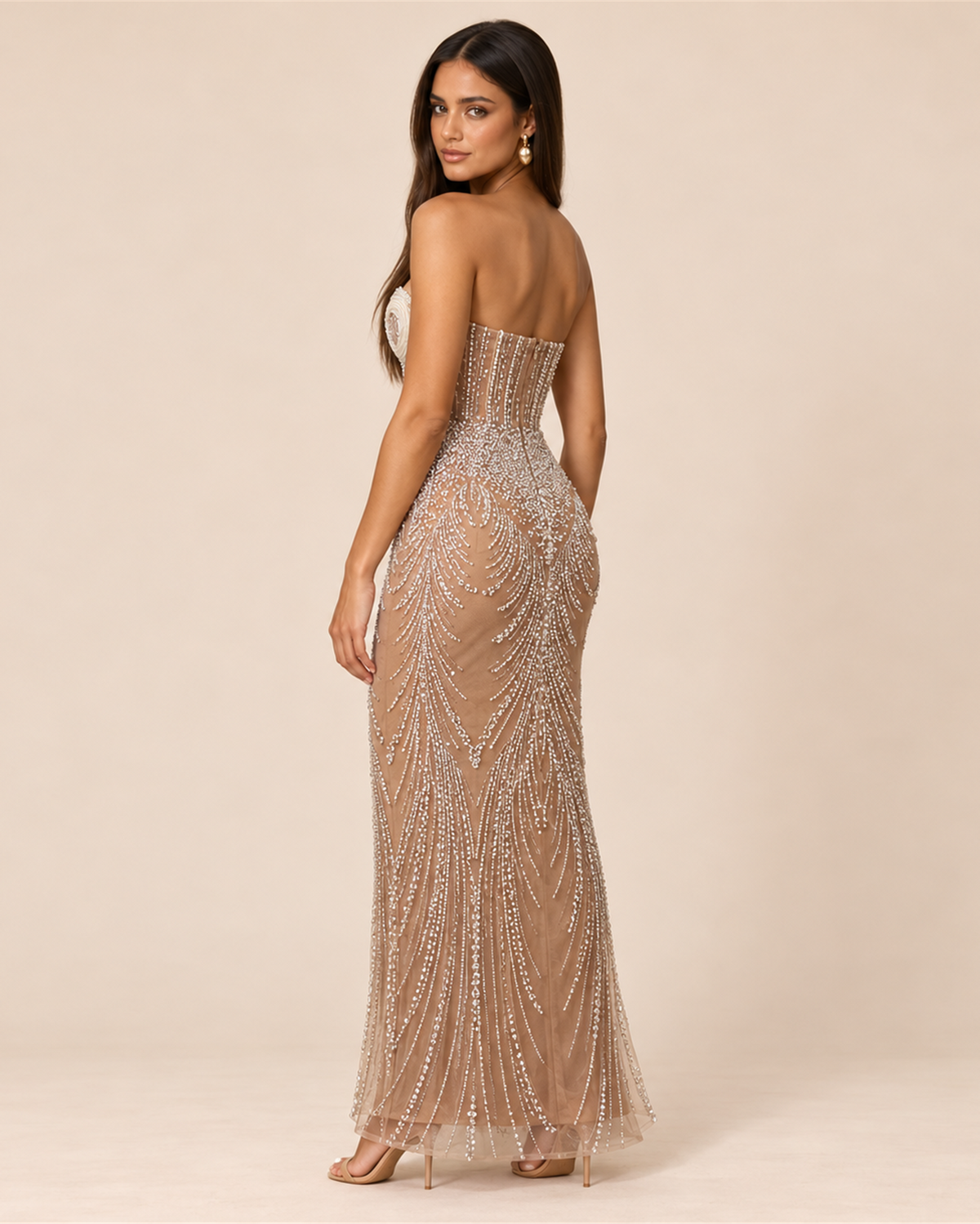 ISADORA STRAPLESS PEARL EVENING MAXI