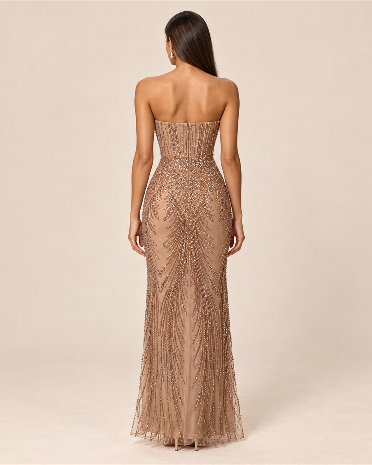 ISADORA STRAPLESS PEARL EVENING MAXI