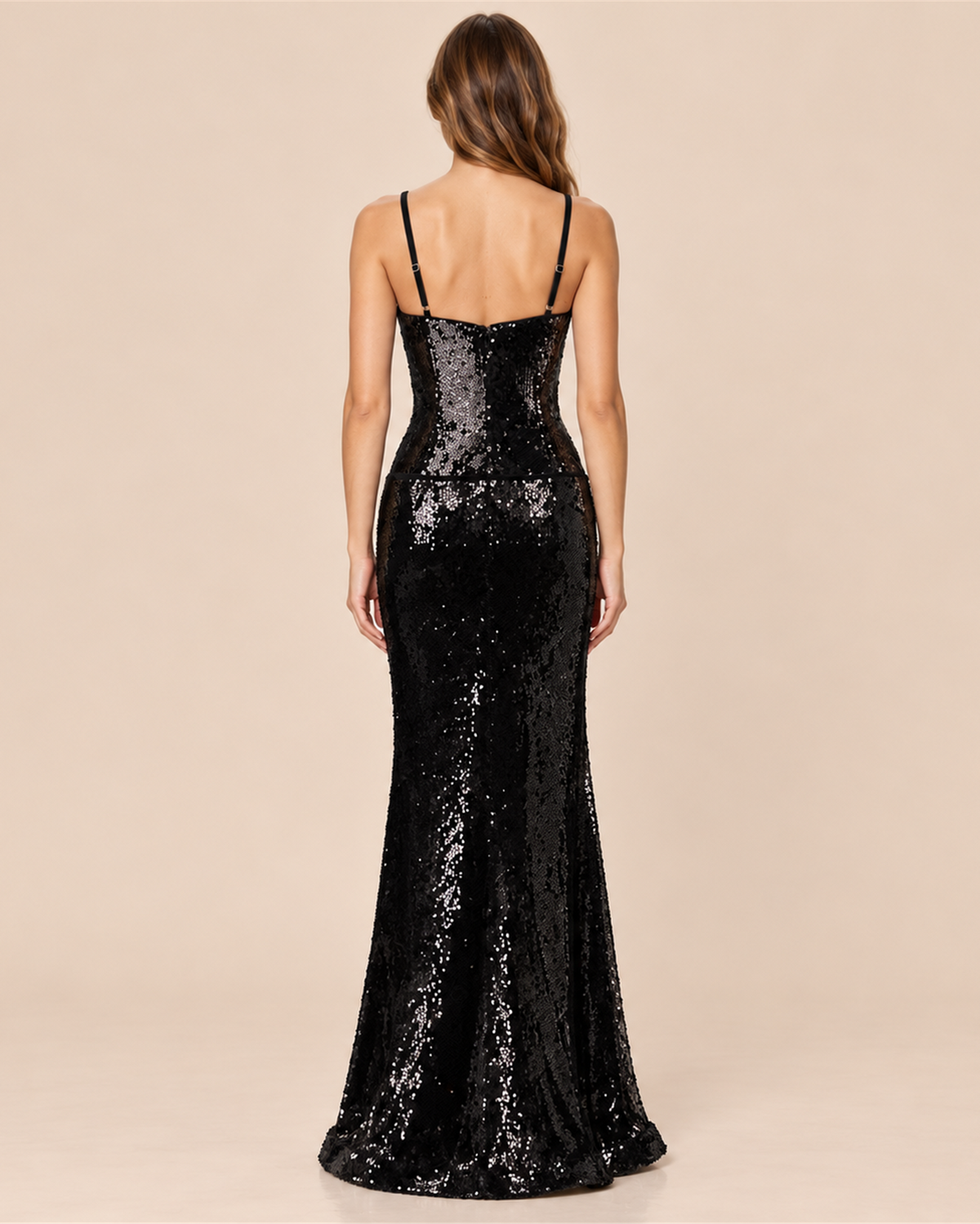 ODETTE MIDNIGHT SEQUIN EVENING GOWN