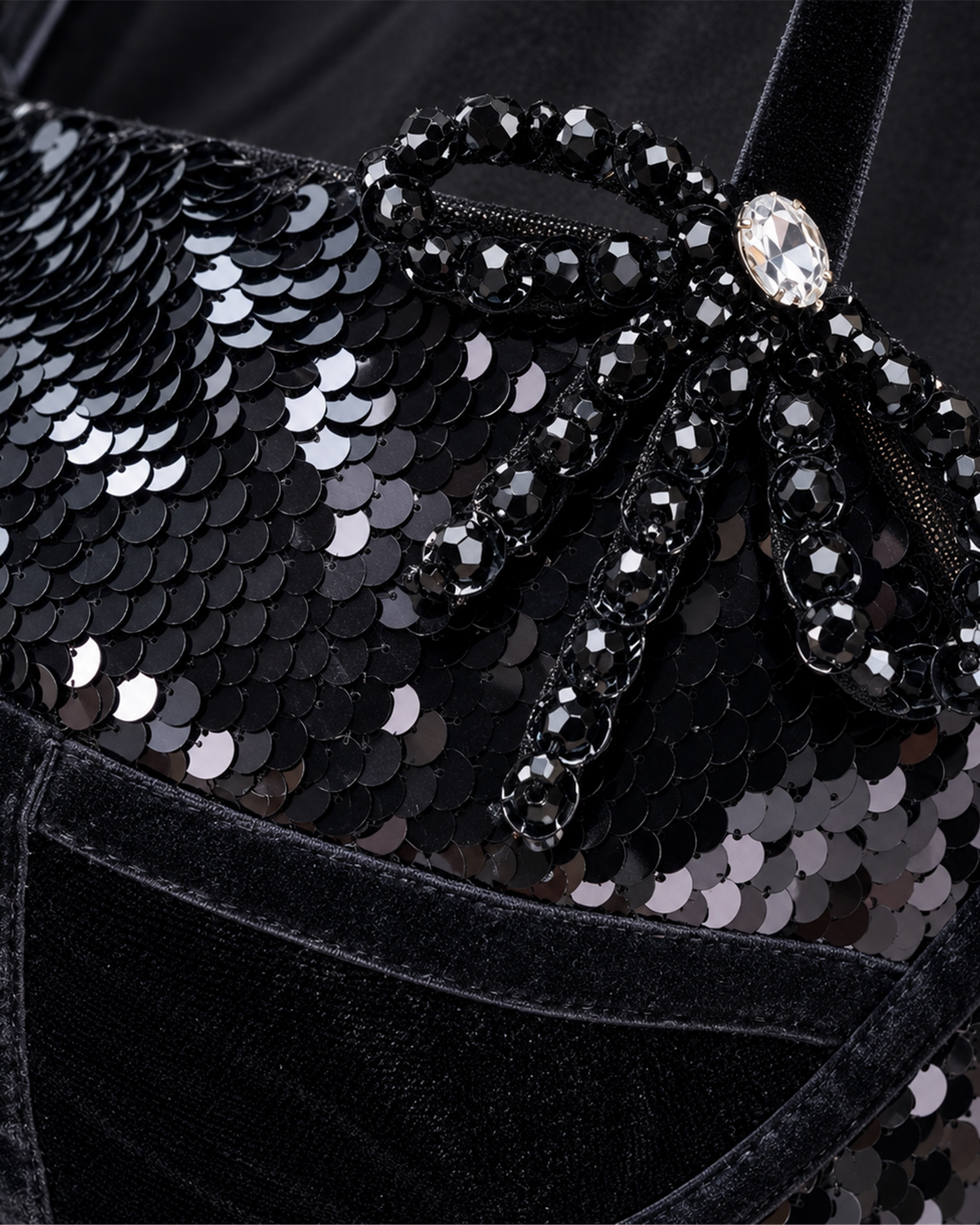 ODETTE MIDNIGHT SEQUIN EVENING GOWN